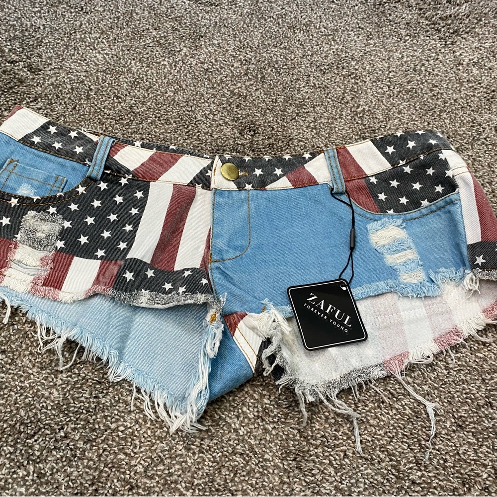 New!  Patriotic Distressed Zaful High Short Shorts